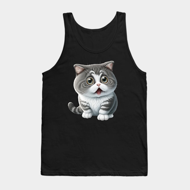 Stunned Cat Tank Top by gibah